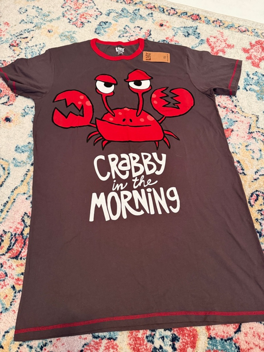 Lazy One Red-Trim Gray Crab Nightgown